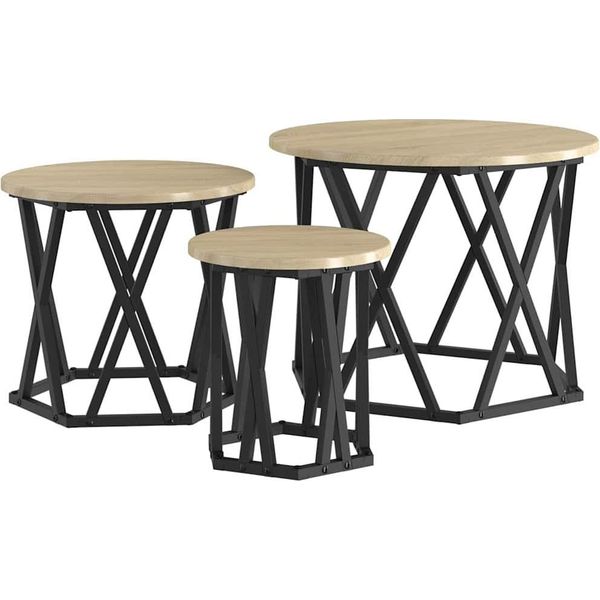 Syfax™ Tavolo Laterale Nesting 3 Pcs Rovere Sonoma-image