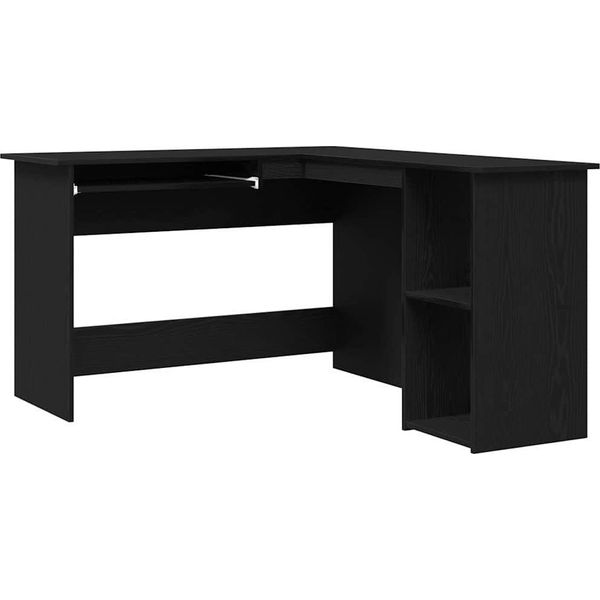 Syfax™ Scrivania Ad Angolo Rovere Nero 120 X 140 X 75 Cm-image