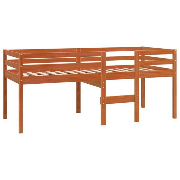 Syfax™ Letto A Soppalco Marrone Cera 75X190 Cm Legno Massello Di Pino-image