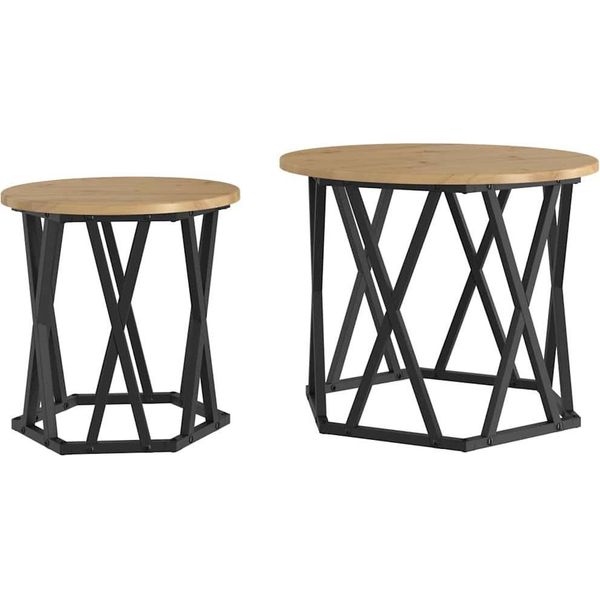 Syfax™ Tavolo Laterale 2 Pcs Rovere Artigianale-image