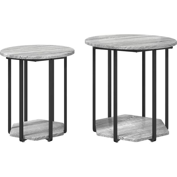 Syfax™ Set Tavolini Con Lo Scaffale 2 Pcs Grigio-image