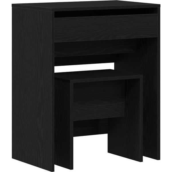 Syfax™ Tavolo Da Trucco Rovere Nero 60 X 40 X 75 Cm Legno Multistrato-image