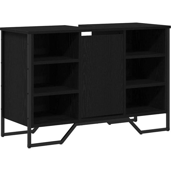 Syfax™ Armadio Per Lavabo Da Bagno Rovere Nero 91 X 35 X 60 Cm-image