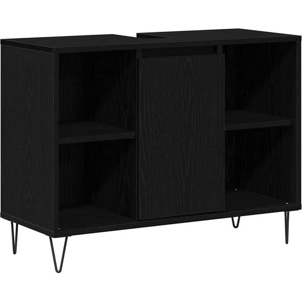 Syfax™ Mobile Da Bagno Nero 80 X 33 X 60 Cm Legno Multistrato-image