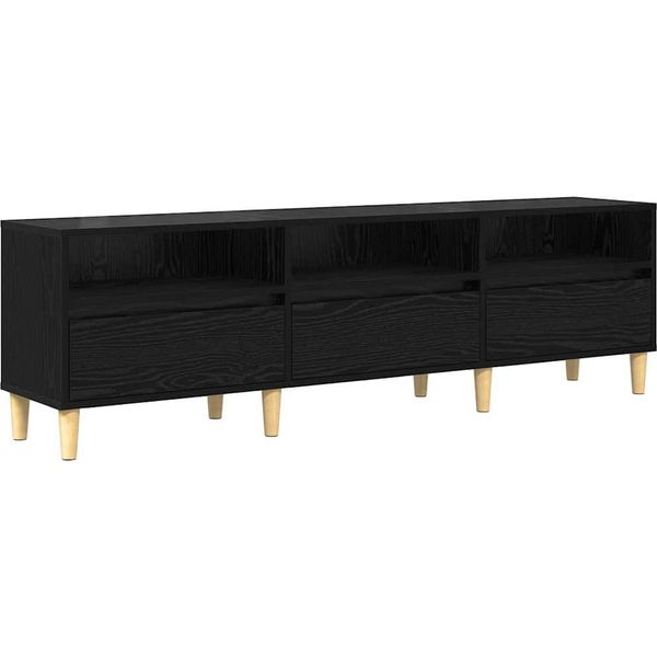 Syfax™ Mobile Tv Rovere Nero 150 X 30 X 45 Cm Legno Multistrato-image