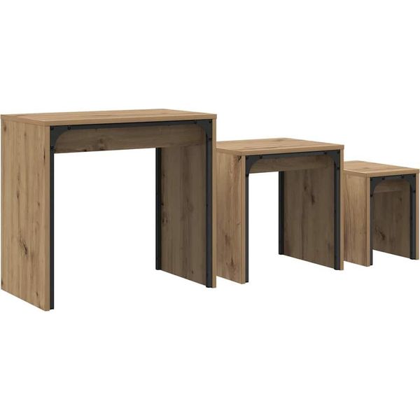 Syfax™ Tavolino Da Salotto 3 Pcs Rovere Artigianale Legno Multistrato-image