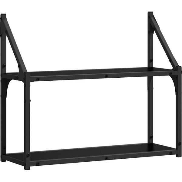 Syfax™ Scaffale Da Parete Con Lo Scaffale Rovere Nero 60 X 21 X 51 Cm-image