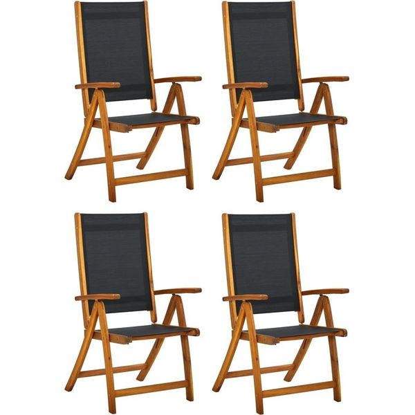 Syfax™ Sedie Giardino Pieghevoli 4Pz Legno Massello Acacia E Textilene-image