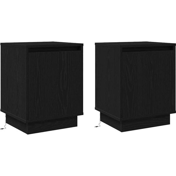 Syfax™ Armadio Da Notte 2 Pcs Rovere Nero 39 X 34,5 X 50 Cm-image