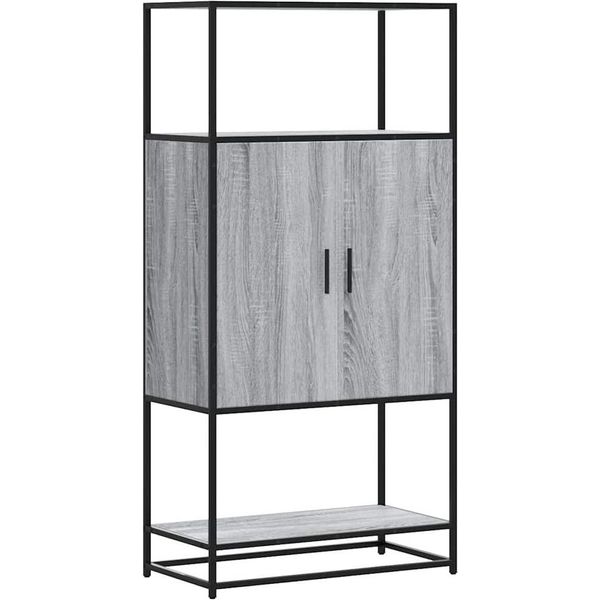 Syfax™ Credenza Grigio Sonoma 68X35X139 Cm Legno Multistrato Metallo-image