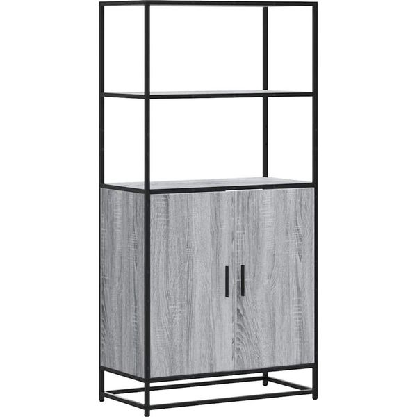 Syfax™ Credenza Grigio Sonoma 68X35X139 Cm Legno Multistrato Metallo-image