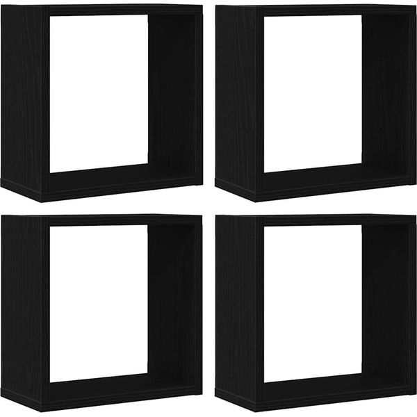 Syfax™ Mensole Parete Cubo 4 Pz Rovere Nero 30X15X30 Cm Truciolato-image