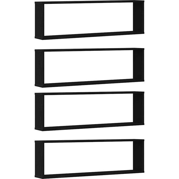 Syfax™ Mensole Parete Cubo 4 Pz Rovere Nero 100X15X30 Cm Multistrato-image