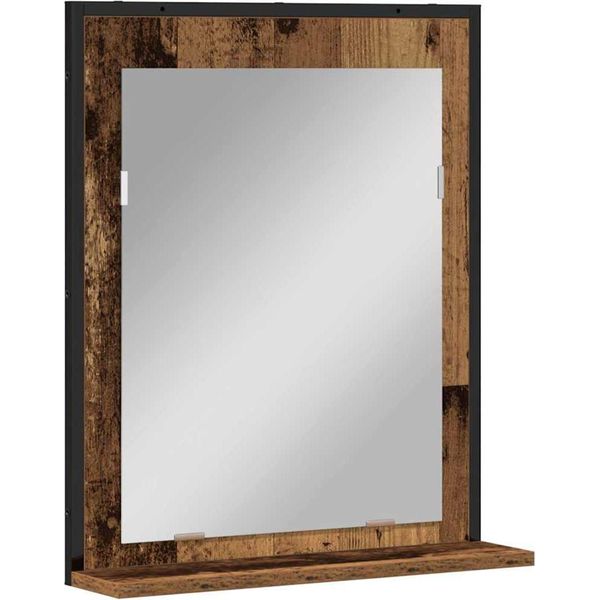Syfax™ Specchio Con Lo Scaffale Legno Vecchio 50 X 12 X 60 Cm-image