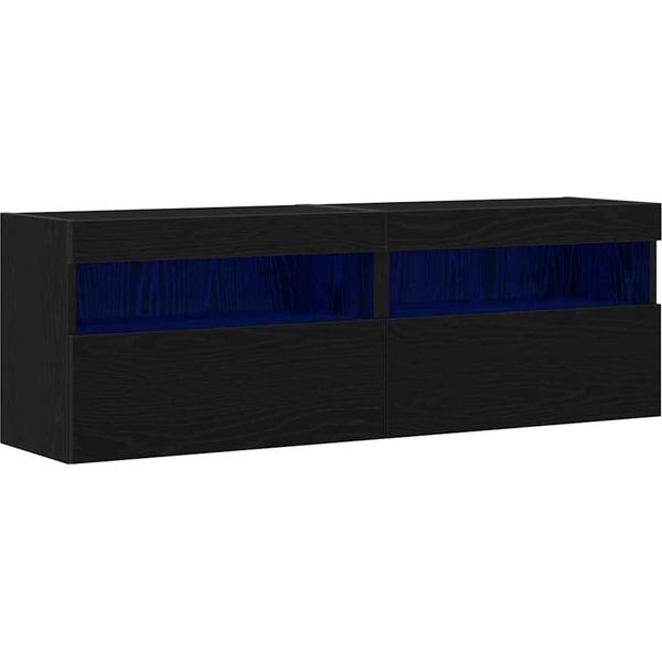 Syfax™ Mobile Tv Da Parete Rovere Nero 60 X 30 X 40 Cm-image
