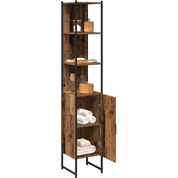 Syfax™ Mobile Da Bagno Con Porta Legno Vecchio 33 X 33 X 185,5 Cm-image