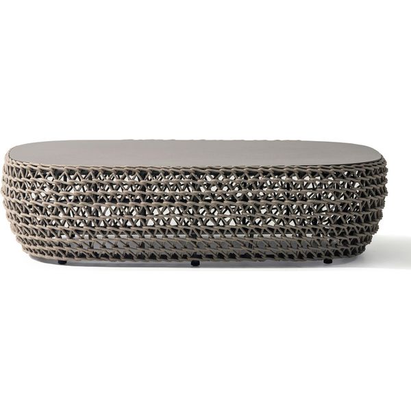 Milanihome.It - Tavolino Da Esterno In Alluminio E Corda Di Design Per Esterno Giardino Cm 124 L X 85 P X 33 Hdi Colorebeige-image