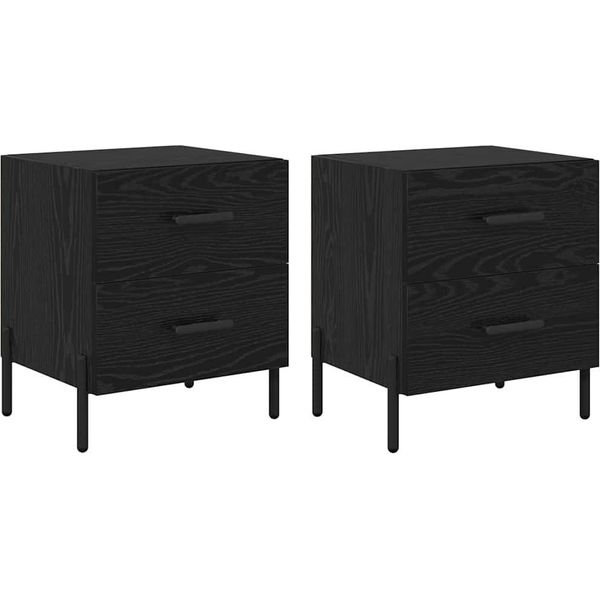 Syfax™ Armadio Da Notte 2 Pcs Rovere Nero 40 X 35 X 47,5 Cm-image
