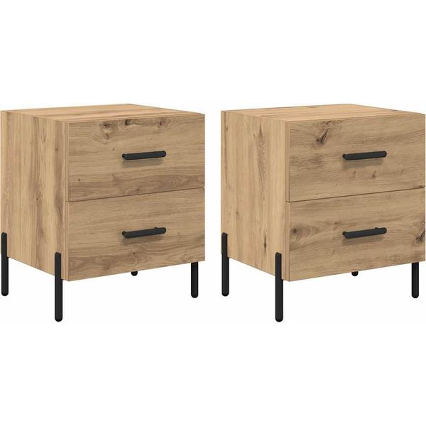 Syfax™ Armadio Da Notte 2 Pcs Rovere Artigianale 40 X 35 X 47,5 Cm-image