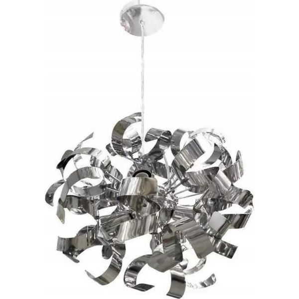 Lampada A Sospensione Moderna Industrial Galaxy 2618/Z-B-4 In Colore Cromo Con 4 Sorgenti Luminose E14 Regolabile In Altezza Ip 20 Metallo-image