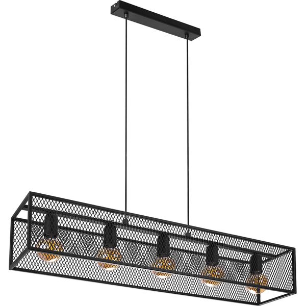 Lampada A Sospensione Moderna Loft Horus Plus 2914/Z-B-5 Nero 5 Punti Luce E27 Metallo-image