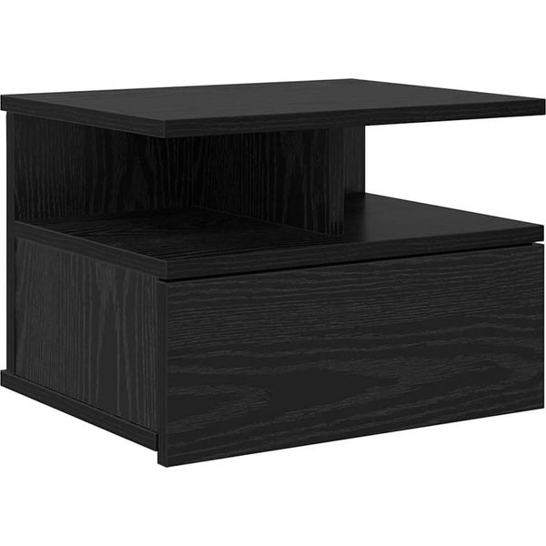 Syfax™ Comodino Flottante Con Cassetto Rovere Nero 40 X 31 X 28 Cm-image