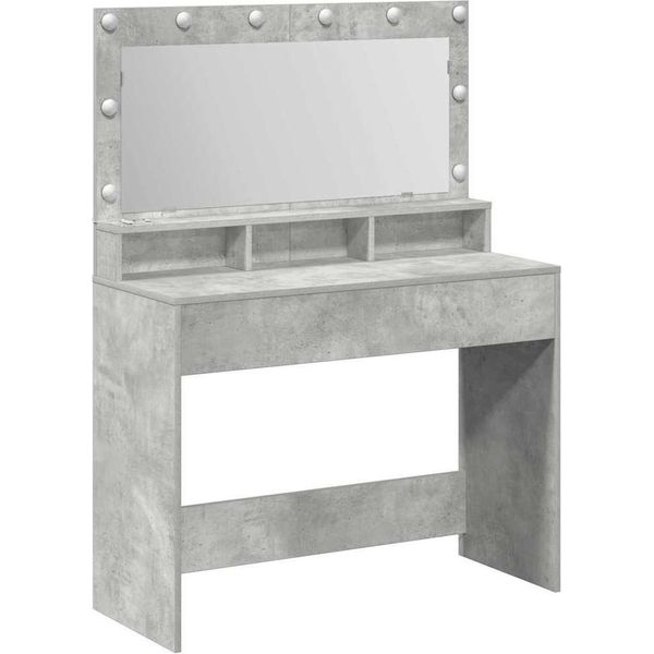 Syfax™ Tavolo Da Trucco Con Specchio Grigio Cemento 100 X 41 X 135 Cm-image