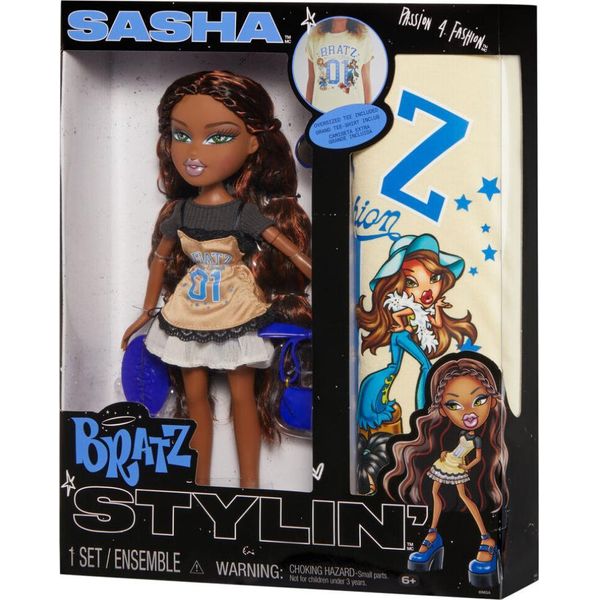Bratz Stylin' Sasha - Bambola Fashion Con Maglietta Da Acconciare Per Te, Accessori Inclusi, Giocattolo Carino Per Bambine-image