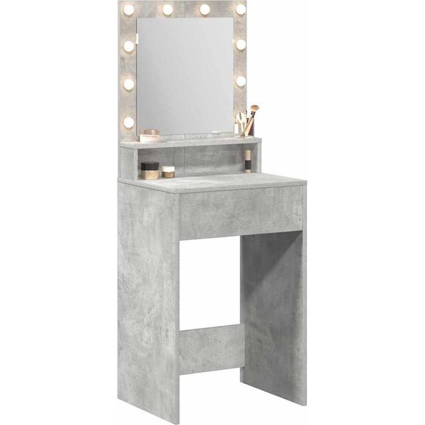Syfax™ Tavolo Da Trucco Con Specchio Grigio Cemento 50 X 41 X 135 Cm-image