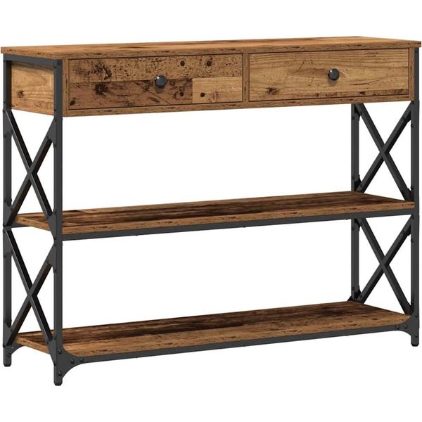 Syfax™ Tavolo Consolle Con Cassetto Legno Vecchio 100 X 28 X 75 Cm-image