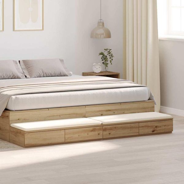 Syfax™ Cassetti Per Letto Rovere Artigianale 200 X 36,5 X 16,5 Cm-image