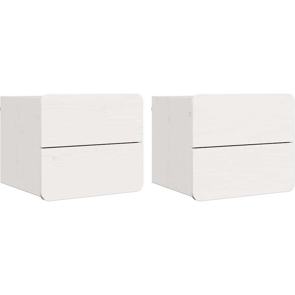 Syfax™ Comodino 2 Pcs Bianco 39 X 34 X 33 Cm Legno Di Pino Massello-image