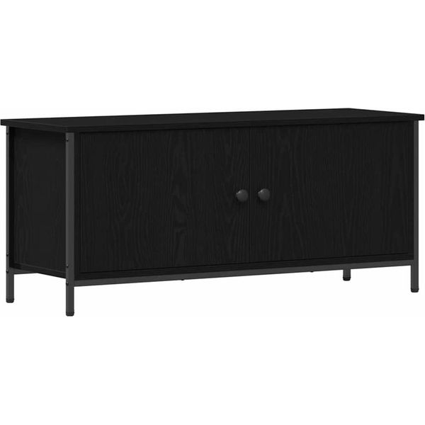 Syfax™ Mobile Tv Rovere Nero 100 X 35 X 45 Cm Legno Multistrato-image