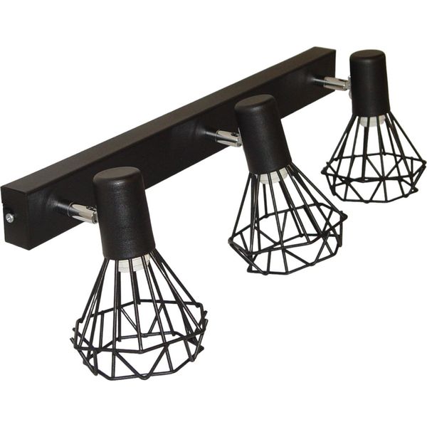 Applique Nera Mini Szach 2742/Z-A-3 In Stile Loft Con Tre Punti Luce E Attacco E14-image