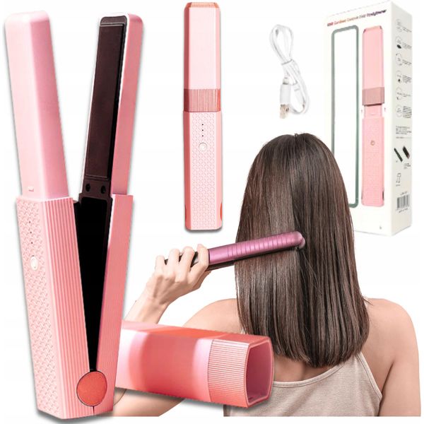 Piastra Per Capelli Professionale Senza Fili, Mini Arricciacapelli Portatile-image