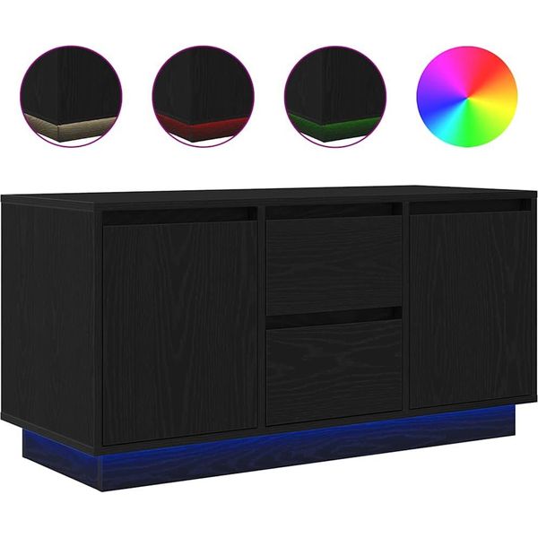 Syfax™ Mobile Porta Tv Con Luci Led Rovere Nero 100X41X50 Cm-image