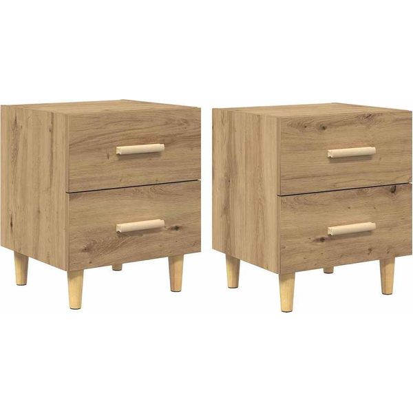 Syfax™ Armadietto Per Letto 2 Pcs Rovere Artigianale 40 X 35 X 47.5Cm-image