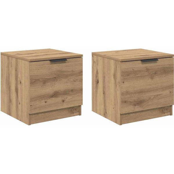 Syfax™ Armadietto Per Letto 2 Pcs Rovere Artigianale 40 X 39 X 40Cm-image