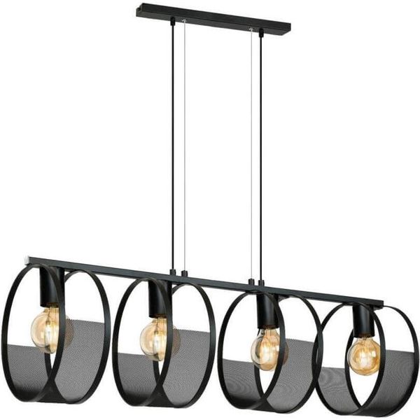 Moderna Lampada A Sospensione Nera Hydra 2753/Z-B-4 Con 4 Punti Luce Regolabile In Altezza E27 Ip 20 Metallo-image