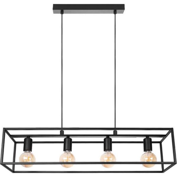 Lampada A Sospensione Moderna Loft Horus 2863/Z-B-4 Nera Con 4 Attacchi E27 E Sospensione Regolabile In Altezza-image