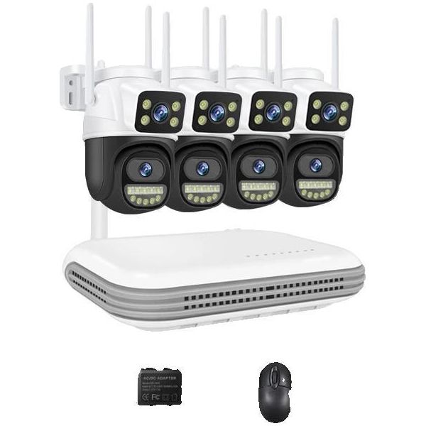 Sistema Di Telecamere Di Sicurezza, Risoluzione 6MP, Tecnologia A Doppio Obiettivo, 8CH Nvr E 4 Telecamere, Nessuno-image