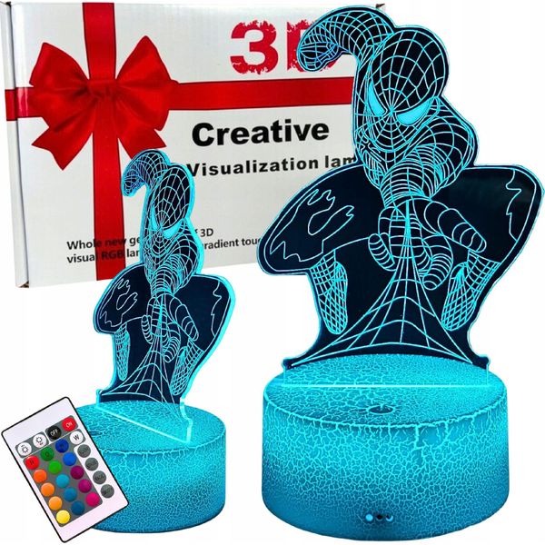 Spiderman Spider-Man 16 Led 3D Luce Notturna Per Bambini + Telecomando-image