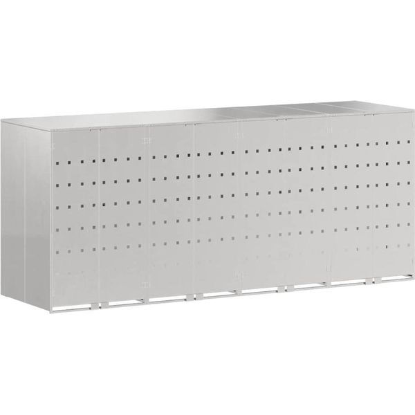 Vidaxl Carrello Portarifiuti Per 3 Contenitori Argento 340 X 77,5 X 115,5 Cm-image