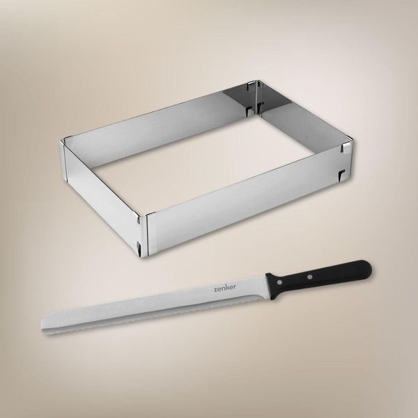 Telaio Rettangolare Regolabile Per Torte E Coltello Da Pasticceria - Zenker - Smart Pastry - 30 Cm-image