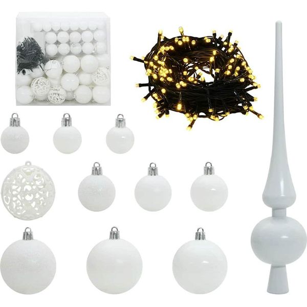 Vidaxl Set Di Gingilli Natalizi Con 300 Led 120 Pezzi In Plastica Bianca-image
