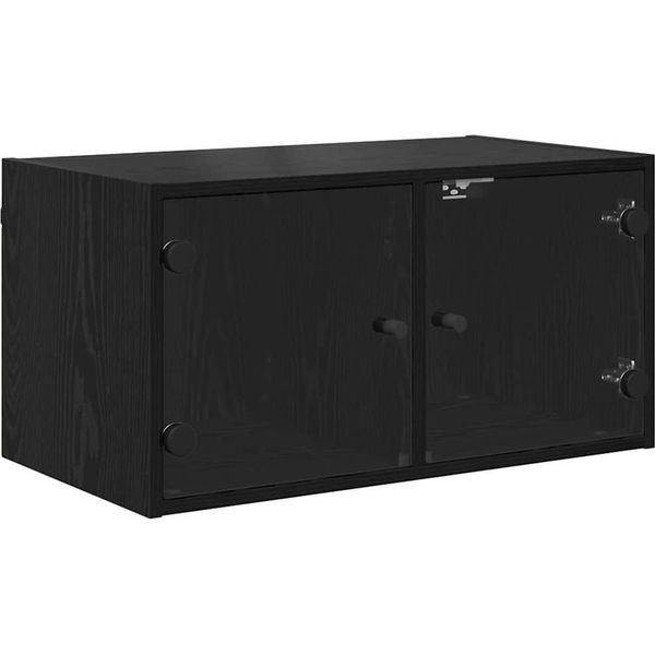 Vidaxl Armadio A Muro Look Rovere Nero 68 X 37 X 35 Cm Materiale A Base Di Legno-image