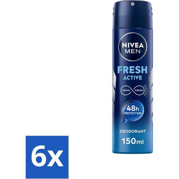 Nivea Men - Deodorante Spray - Freschezza Attiva - 150 Ml - Confezione Risparmio - 6 Pezzi-image