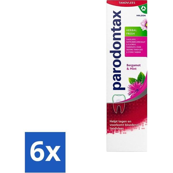 Parodontax - Dentifricio - Freschezza Alle Erbe - Bergamotto E Menta - 75 Ml - Confezione Risparmio - 6 Pezzi-image