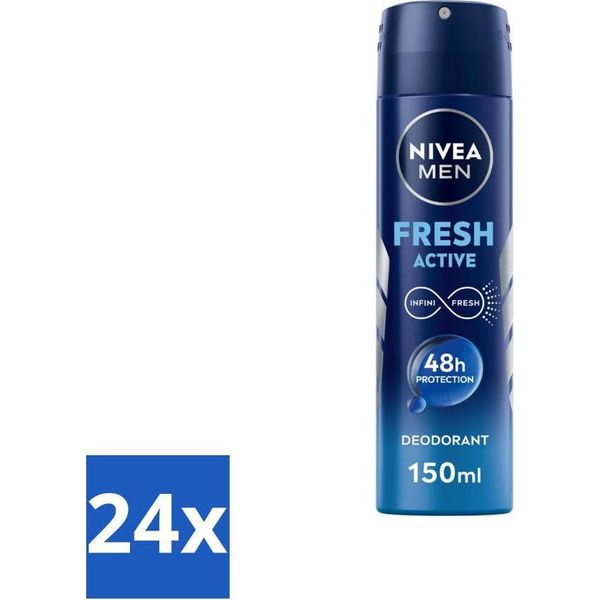 Nivea Men - Deodorante Spray - Freschezza Attiva - 150 Ml - Confezione Risparmio - 24 Pezzi-image