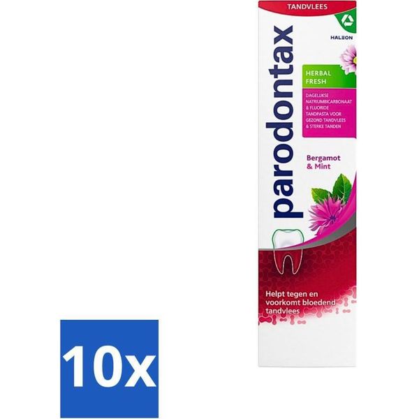 Parodontax - Dentifricio - Freschezza Alle Erbe - Bergamotto E Menta - 75 Ml - Confezione Risparmio - 10 Pezzi-image
